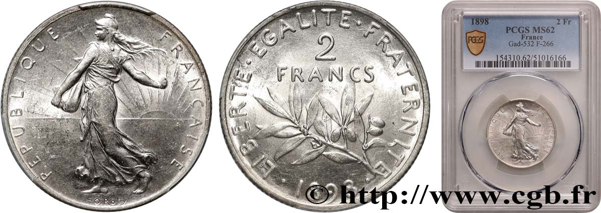 2 francs Semeuse 1898  F.266/1 SUP62 PCGS