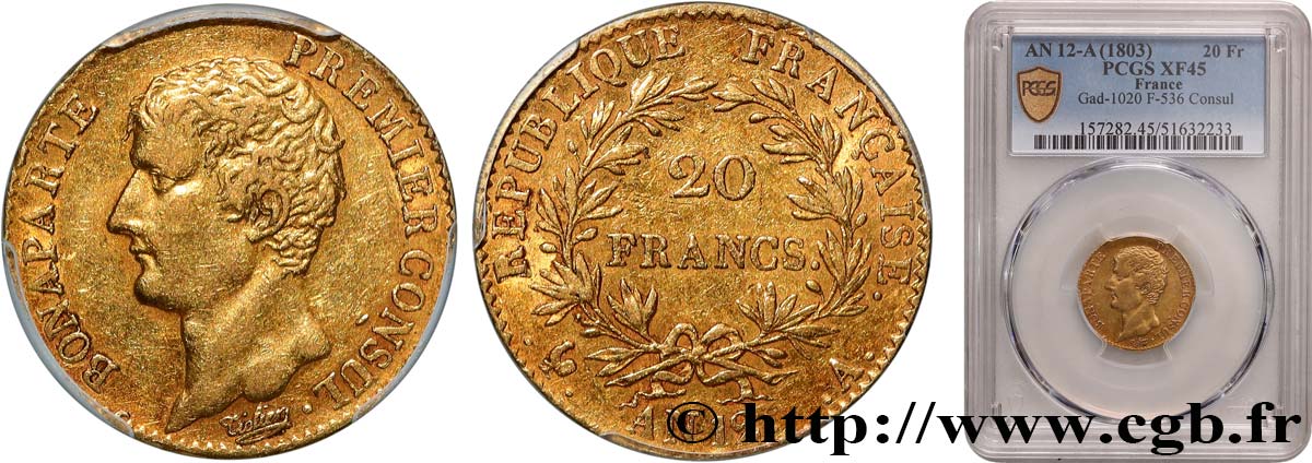 20 francs or Bonaparte Premier Consul 1804 Paris F.510/2 TTB45 PCGS