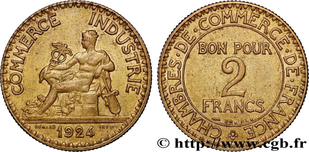 2 francs Chambres de Commerce 1924  F.267/6 AU 
