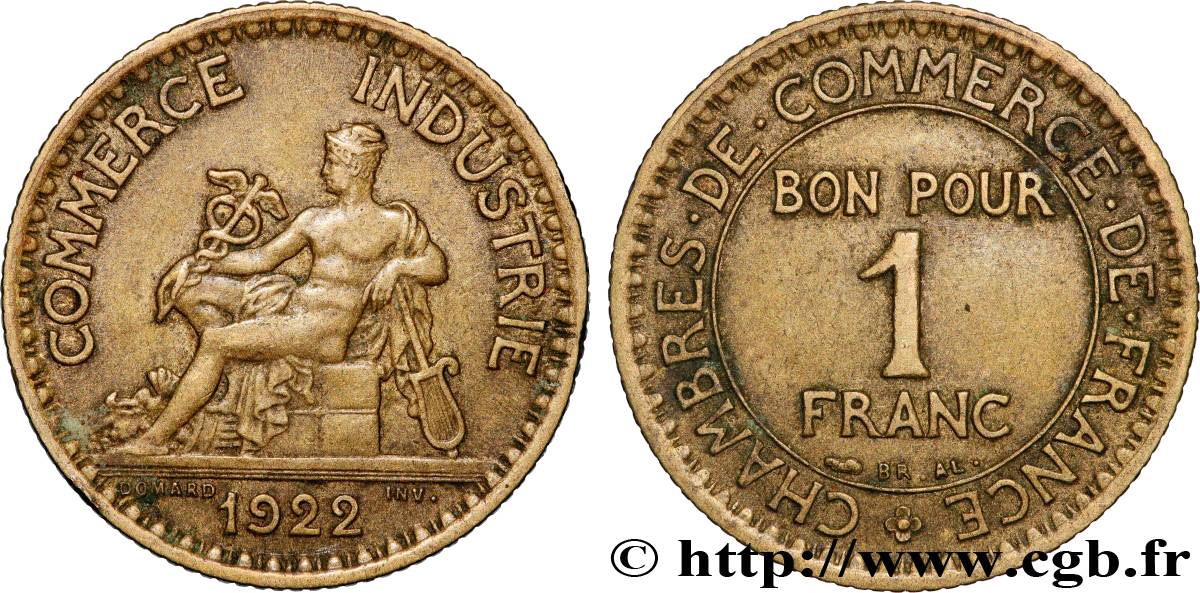 1 franc Chambres de Commerce 1922 Paris F.218/4 TTB+ 