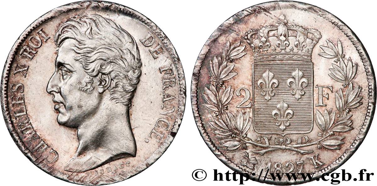 2 francs Charles X 1827 Bordeaux F.258/30 SUP+ 
