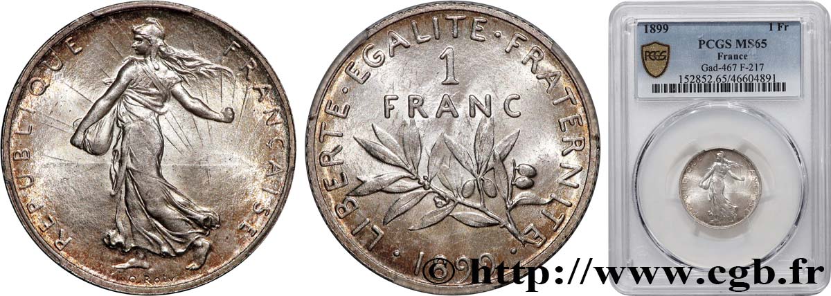 1 franc Semeuse 1899 Paris F.217/3 FDC65 PCGS