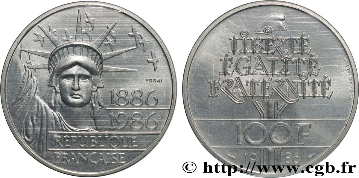 Essai de 100 francs Liberté (Statue de la) 1986 Pessac F.454/1 MS 