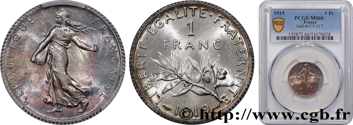 1 franc Semeuse 1919 Paris F.217/25 MS66 PCGS