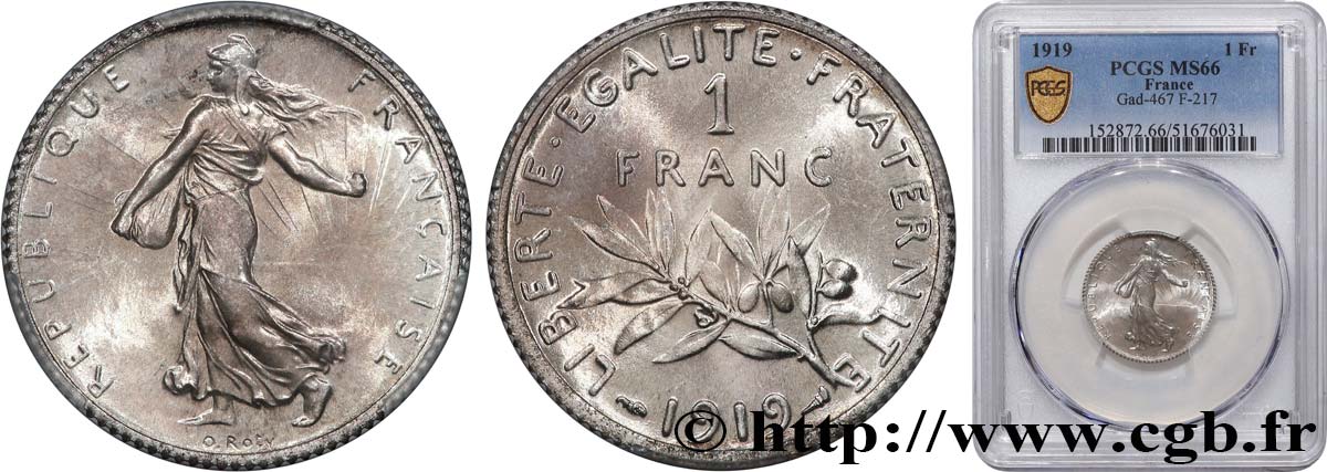 1 franc Semeuse 1919 Paris F.217/25 FDC66 PCGS