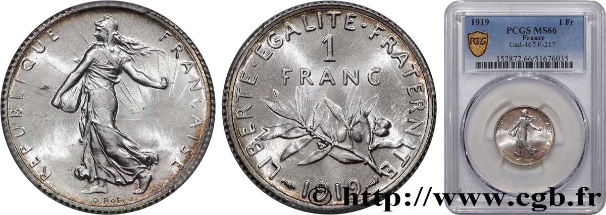 1 franc Semeuse 1919 Paris F.217/25 FDC66 PCGS