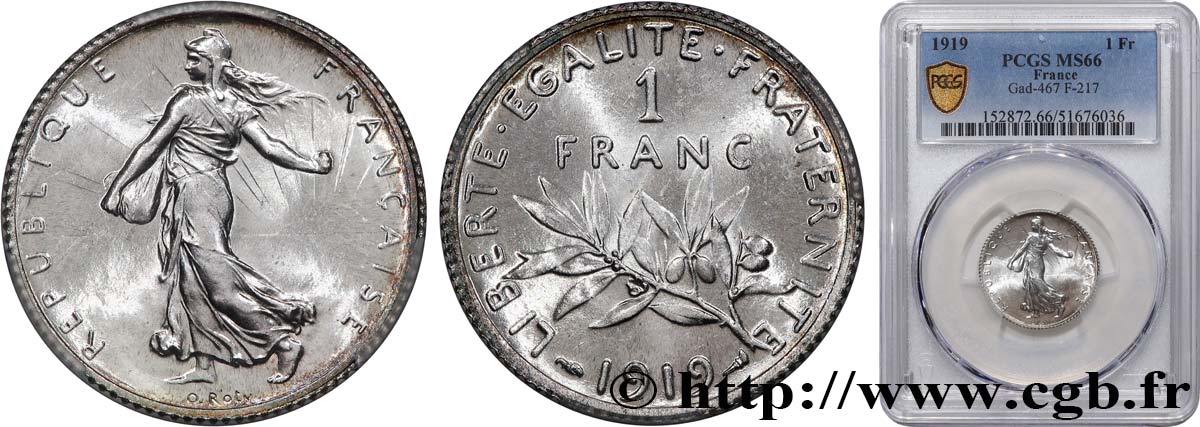 1 franc Semeuse 1919 Paris F.217/25 FDC66 PCGS