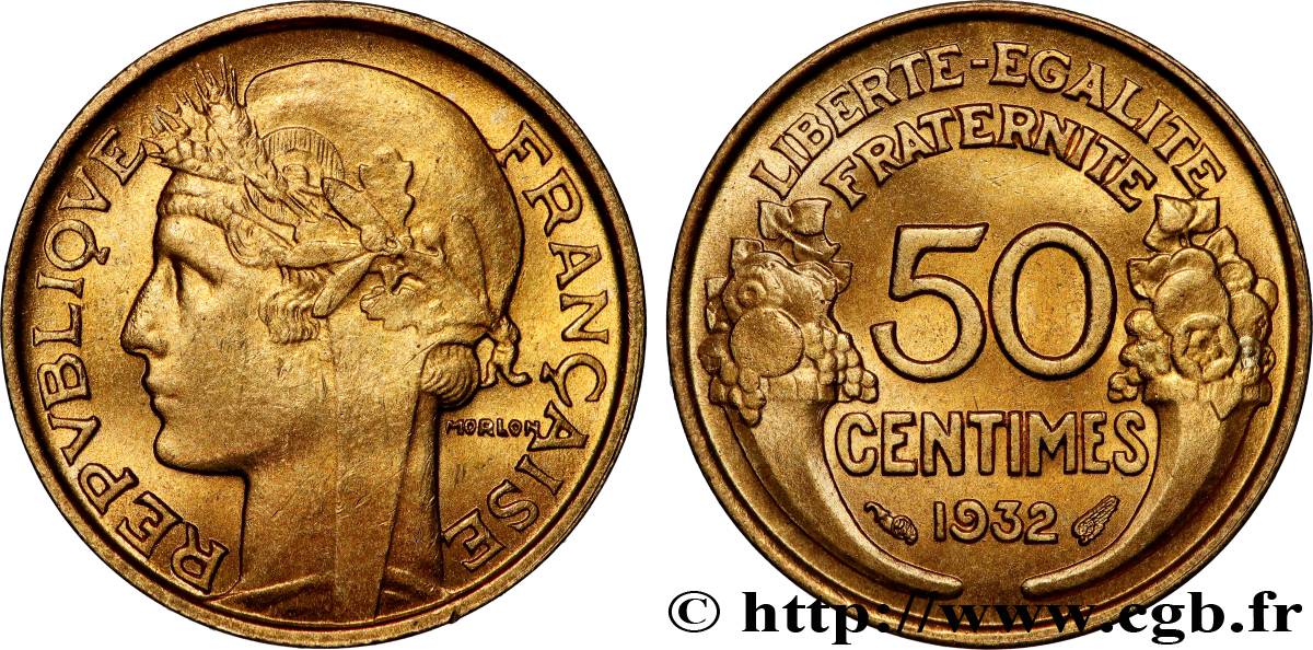50 centimes Morlon, avec raisin, 9 et 2 ouverts 1932  F.192/7 SPL64 