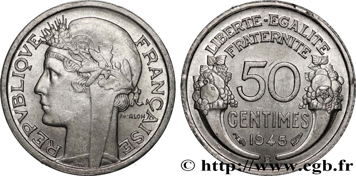 50 centimes Morlon, légère 1945 Beaumont-le-Roger F.194/6 FDC65 