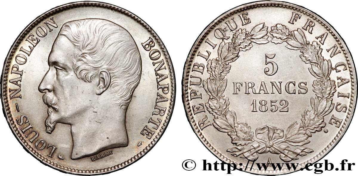 5 francs Louis-Napoléon, 1er type 1852 Paris F.329/1 MS 