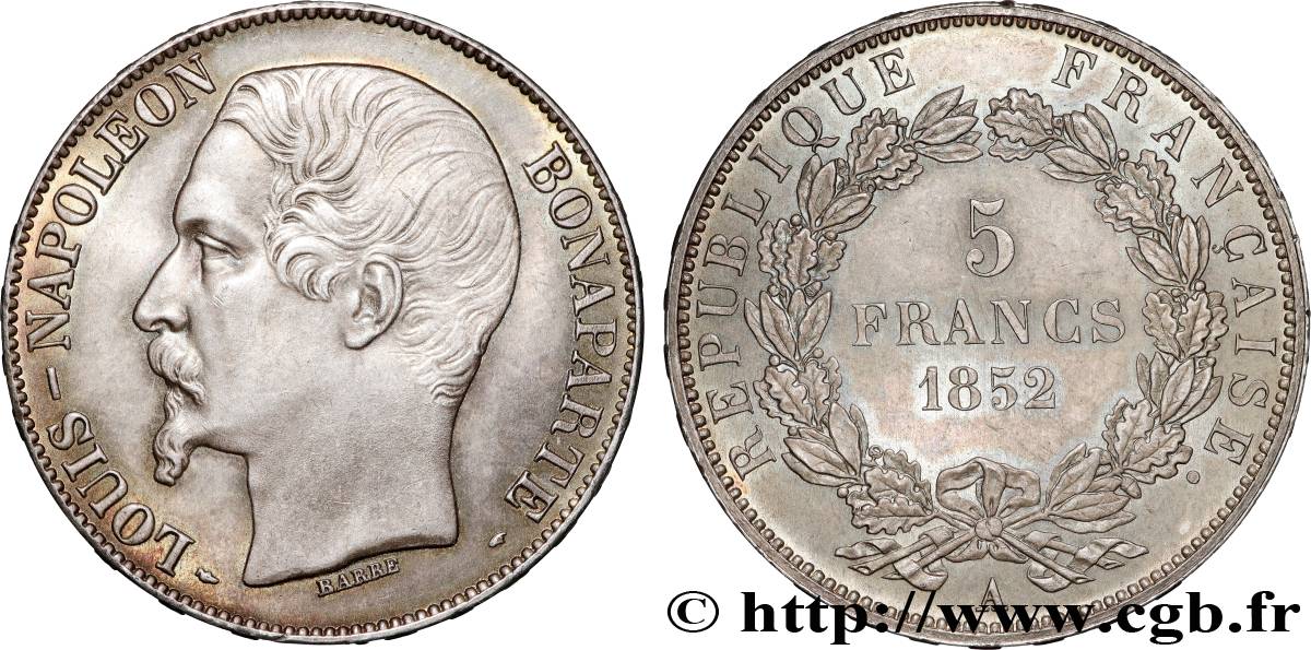 5 francs Louis-Napoléon, 1er type 1852 Paris F.329/1 SUP62 