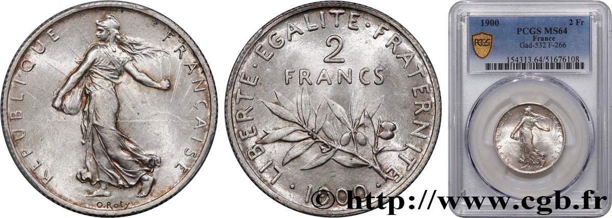 2 francs Semeuse 1900  F.266/4 SPL64 PCGS