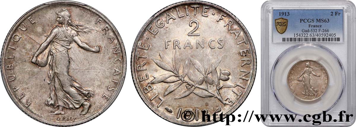 2 francs Semeuse 1913  F.266/14 SPL63 PCGS