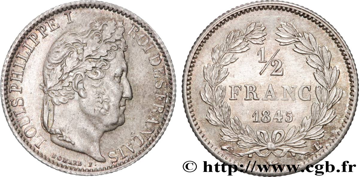 1/2 franc Louis-Philippe 1845 Rouen F.182/109 SUP60 