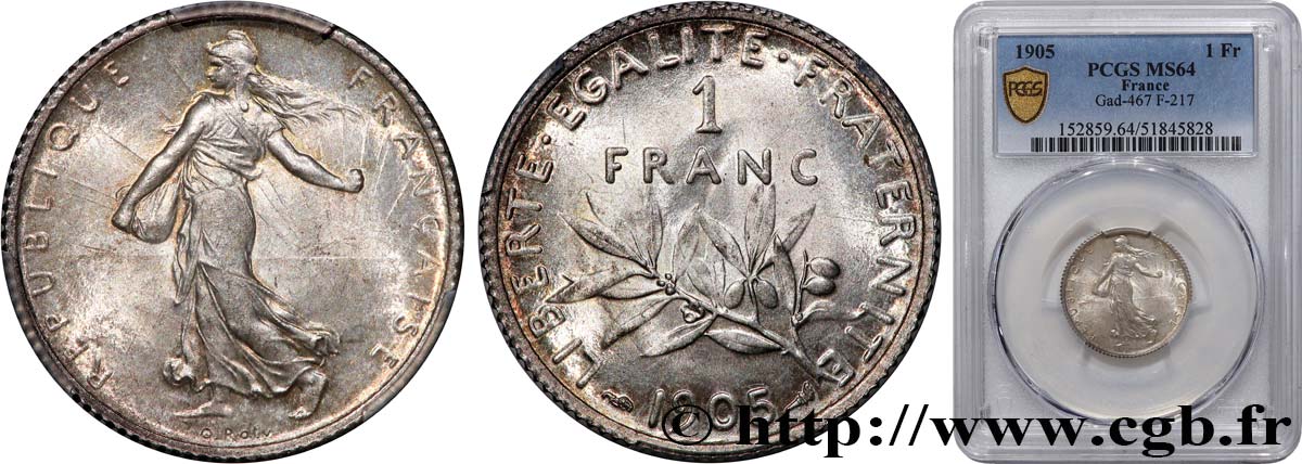 1 franc Semeuse 1905 Paris F.217/10 SPL64 PCGS