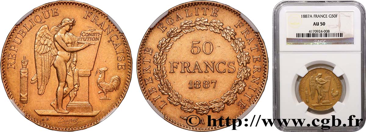 50 francs or Génie 1887 Paris F.549/2 TTB50 NGC