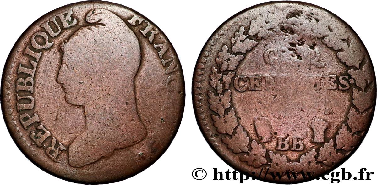 Cinq centimes Dupré, grand module 1799 Strasbourg/Paris F.115/66 G 