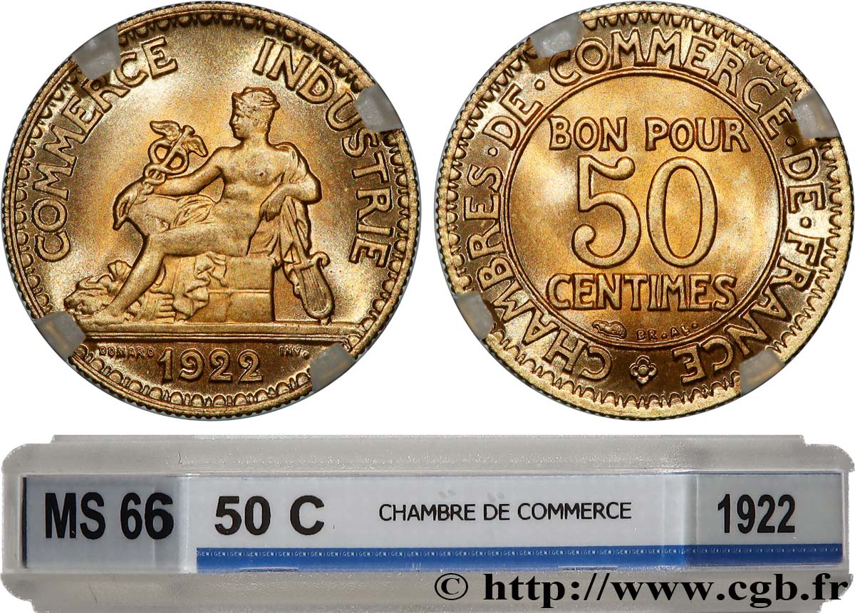 50 centimes Chambres de Commerce 1922 Paris F.191/4 MS66 GENI