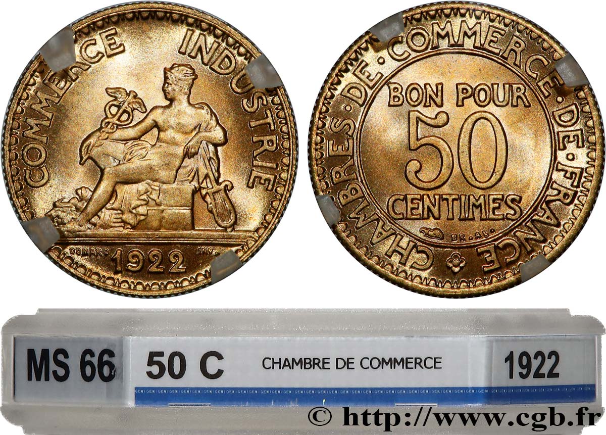 50 centimes Chambres de Commerce 1922 Paris F.191/4 FDC66 GENI