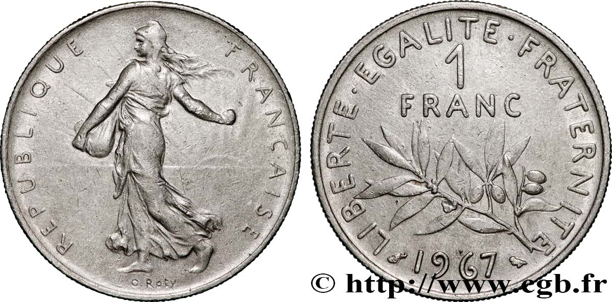 1 franc Semeuse, nickel 1967 Paris F.226/12 MBC 