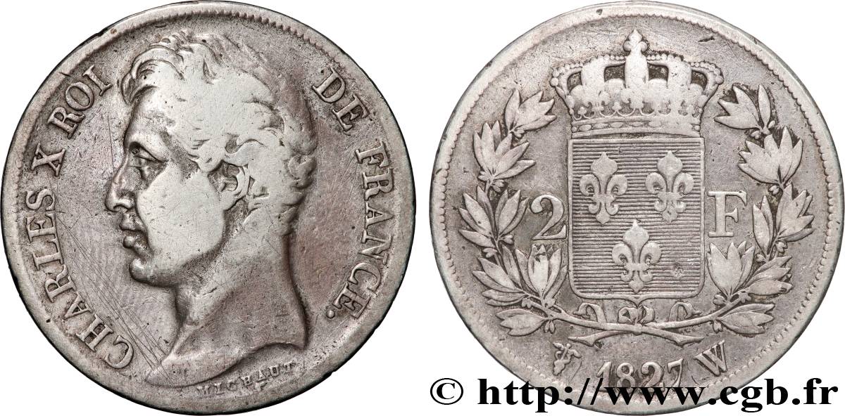 2 francs Charles X 1827 Lille F.258/35 S 