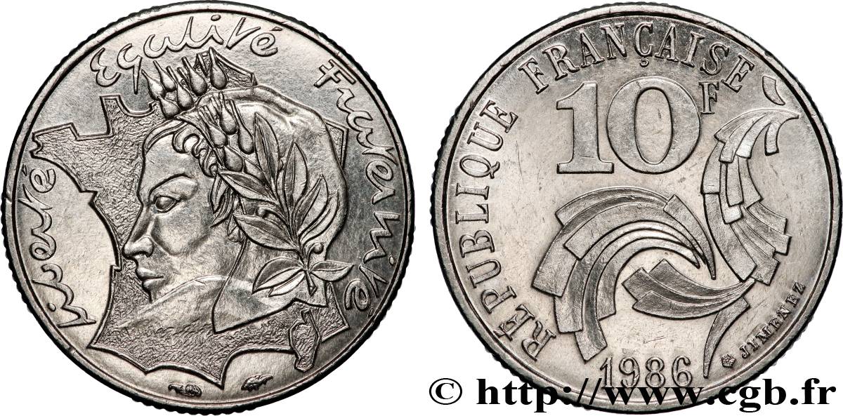 10 francs Jimenez 1986  F.373/2 VZ+ 