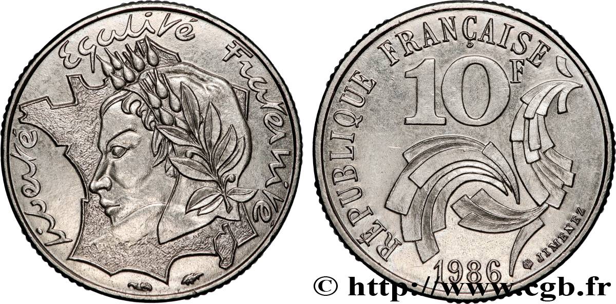 10 francs Jimenez 1986  F.373/2 VZ+ 