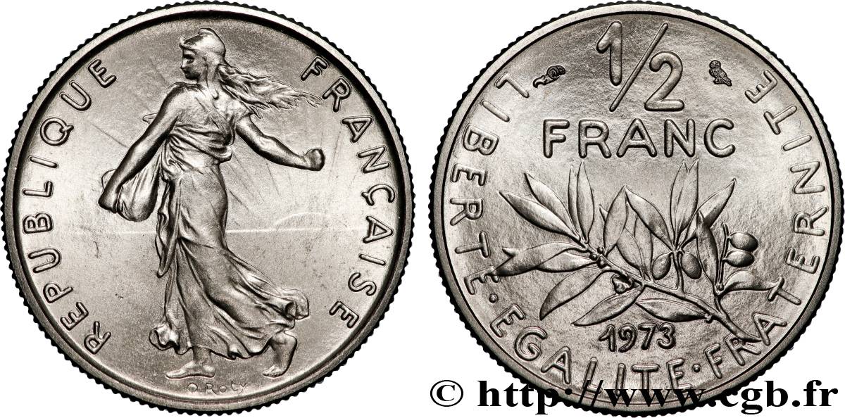 1/2 franc Semeuse 1973 Pessac F.198/12 SPL+ 