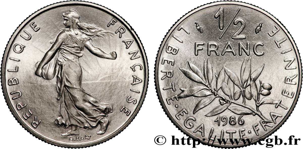 1/2 franc Semeuse 1986 Pessac F.198/25 AU+ 