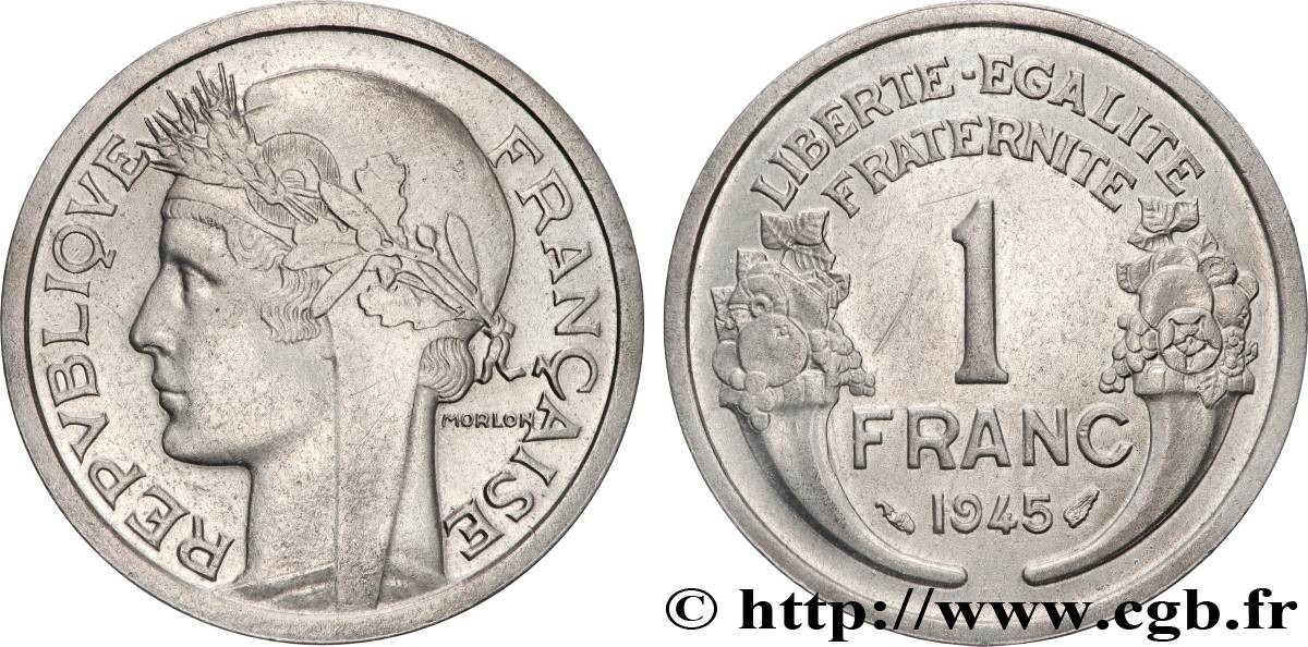 1 franc Morlon, légère 1945  F.221/6 VZ+ 