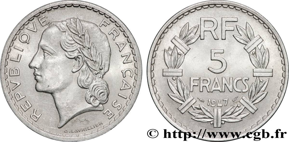 5 francs Lavrillier, aluminium 1947  F.339/9 AU 