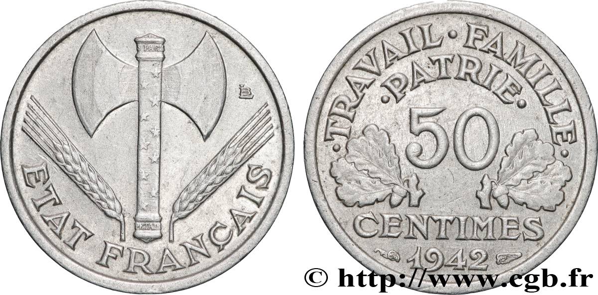 50 centimes Francisque, lourde 1942 Paris F.195/3 MS 