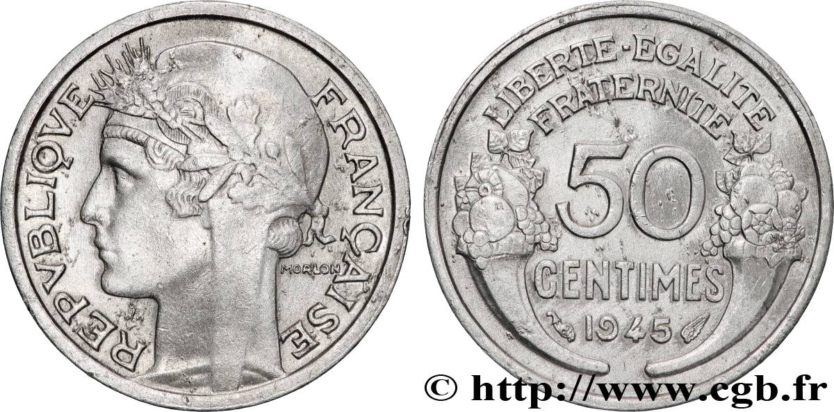 50 centimes Morlon, légère 1945  F.194/5 SPL+ 