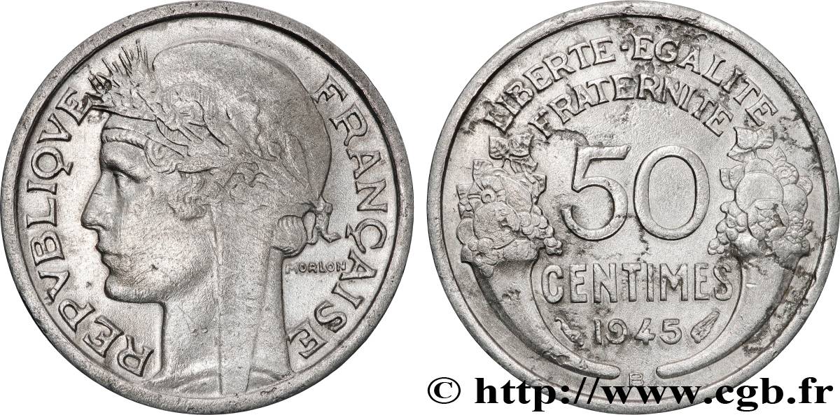 50 centimes Morlon, légère 1945 Beaumont-le-Roger F.194/6 SPL 