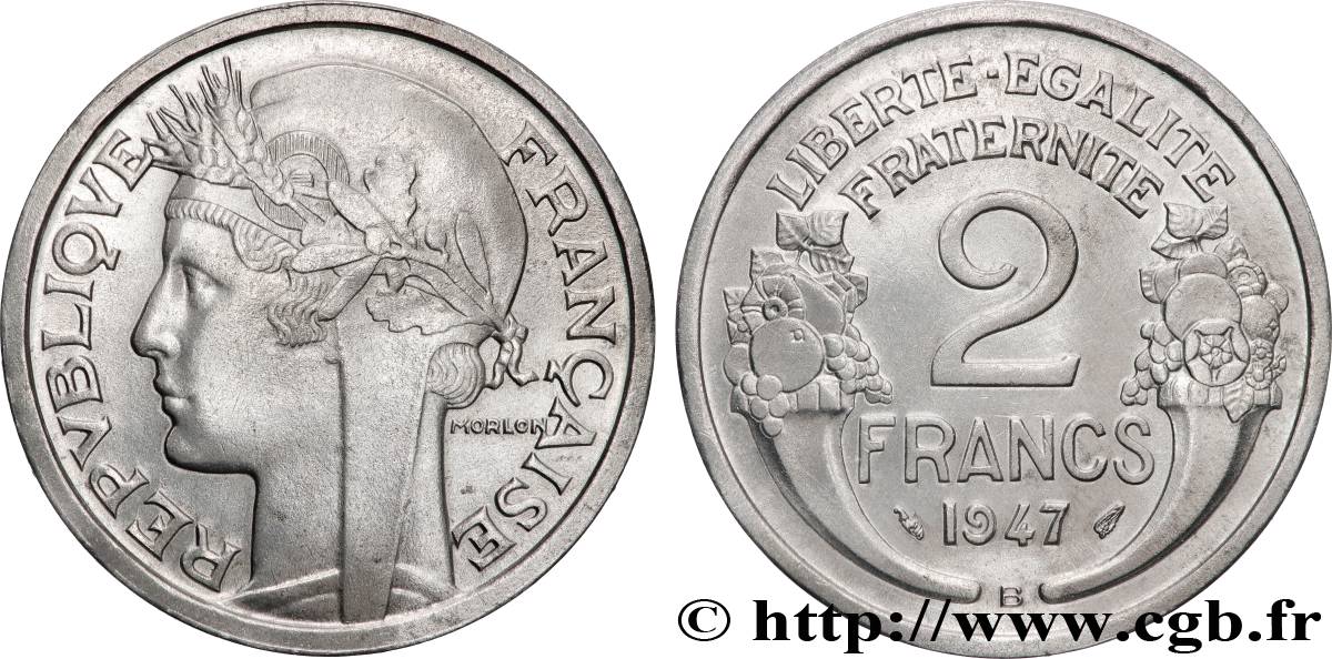 2 francs Morlon, aluminium 1947 Beaumont-Le-Roger F.269/11 VZ+ 