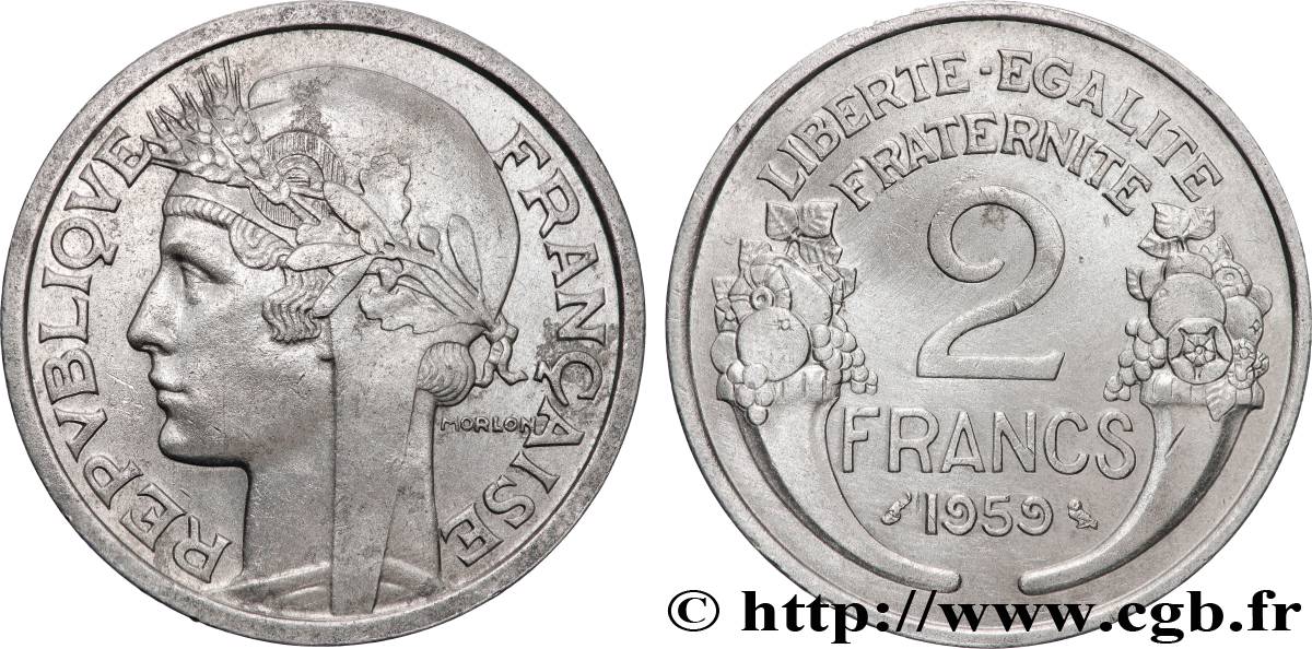 2 francs Morlon, aluminium 1959  F.269/19 SUP+ 