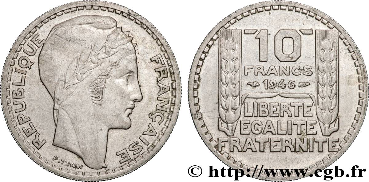 10 francs Turin, grosse tête, rameaux courts 1946  F.361A/2 MS 