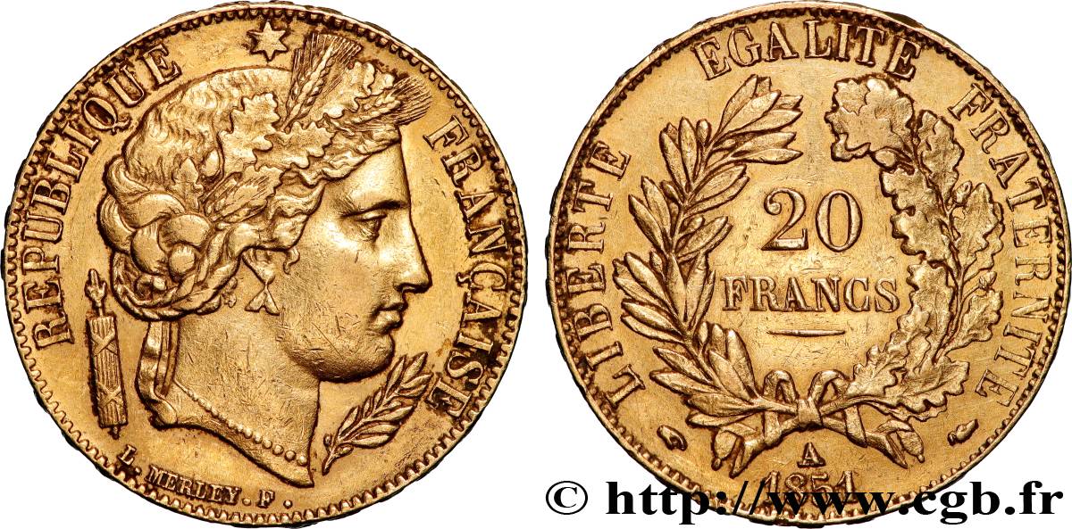 20 francs or Cérès 1851 Paris F.529/4 SS 