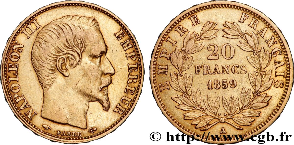 20 francs or Napoléon III, tête nue 1859 Paris F.531/15 TTB 