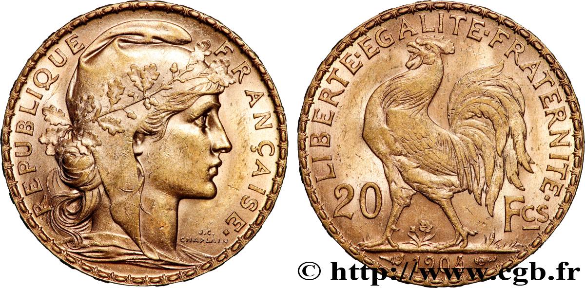 20 francs or Coq, Dieu protège la France 1904 Paris F.534/9 SUP 