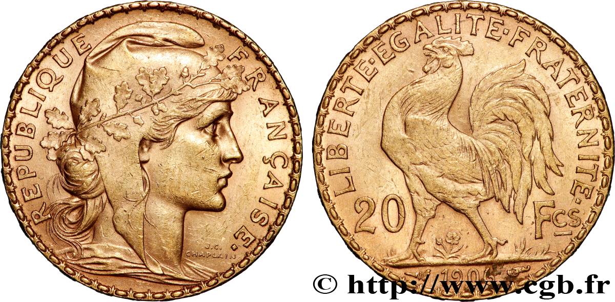 20 francs or Coq, Dieu protège la France 1906 Paris F.534/11 TTB+ 