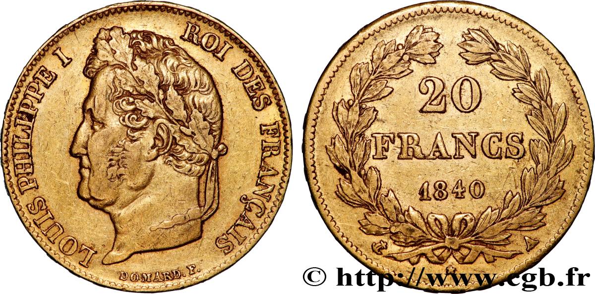 20 francs or Louis-Philippe, Domard 1840 Paris F.527/22 TTB 