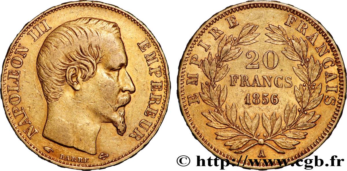 20 francs or Napoléon III, tête nue 1856 Paris F.531/9 TTB 
