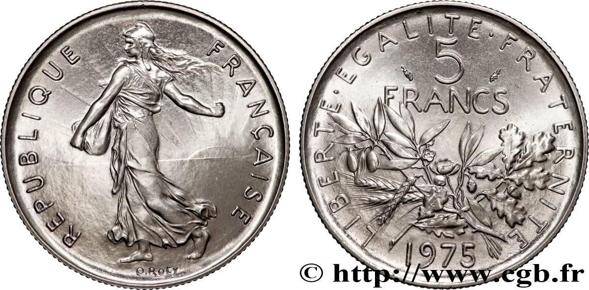 5 francs Semeuse, nickel 1975 Paris F.341/7 ST 