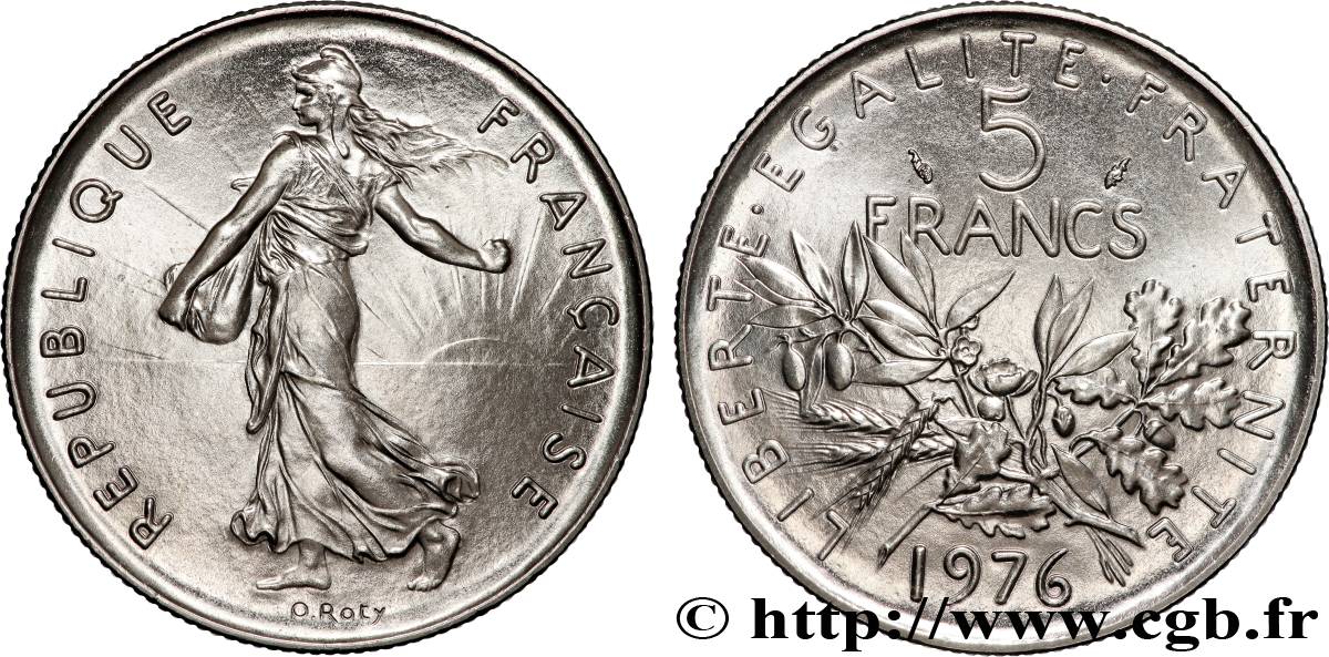 5 francs Semeuse, nickel 1976 Pessac F.341/8 FDC 