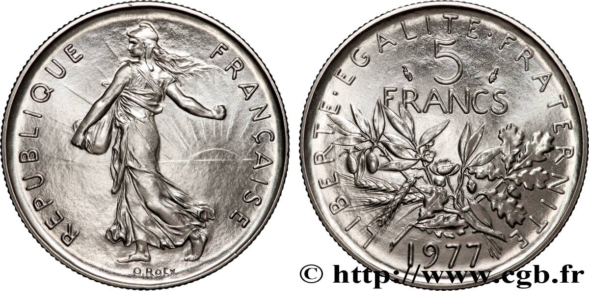 5 francs Semeuse, nickel 1977 Pessac F.341/9 MS 