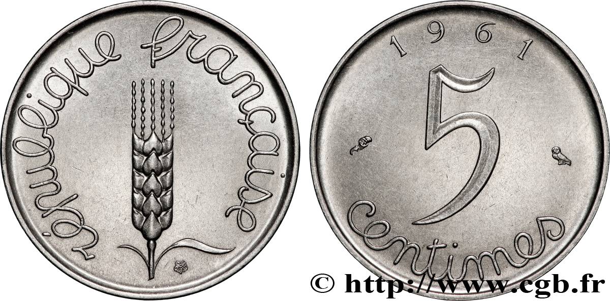 5 centimes Épi 1961  F.124/3 AU 