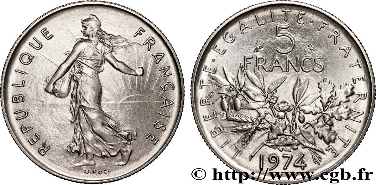 5 francs Semeuse, nickel 1974 Pessac F.341/6 MS 
