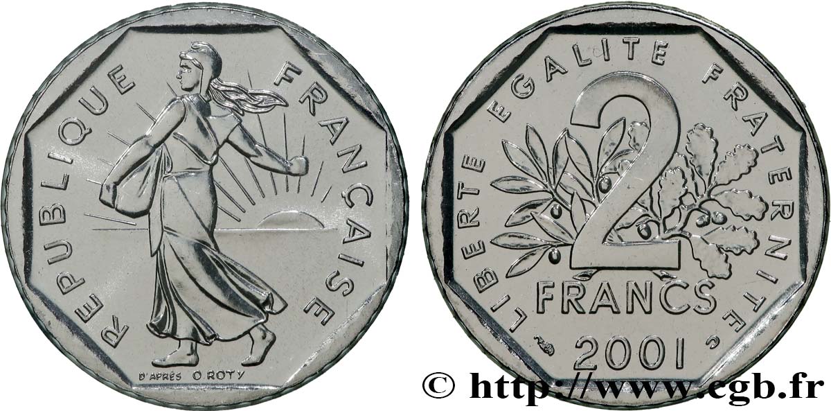 2 francs Semeuse, nickel, BU (Brillant Universel)  2001 Pessac F.272/29 FDC 