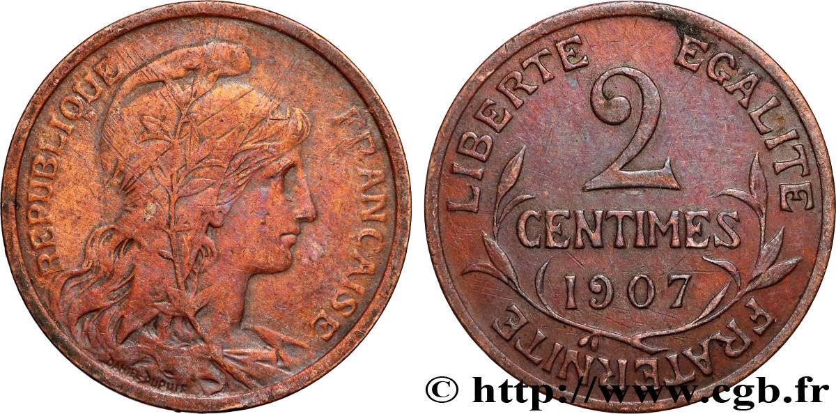 2 centimes Daniel-Dupuis 1907 Paris F.110/10 TB+ 